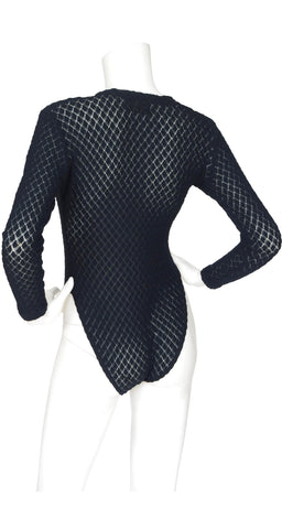 1970s Black Knit Long Sleeve Bodysuit