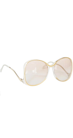 1970s Peach & White Oversized Sunglasses Mod.1081/628