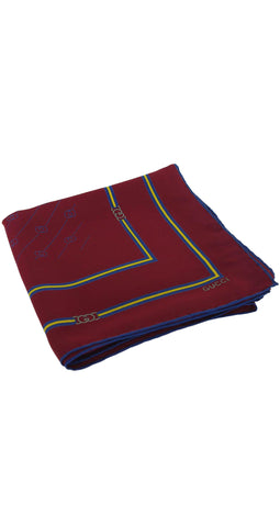 1970s Burgundy Monogram Silk Scarf