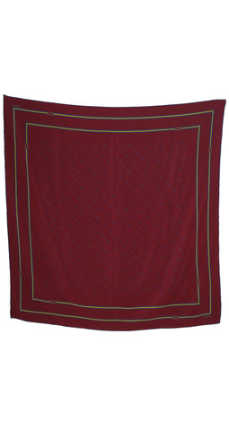 1970s Burgundy Monogram Silk Scarf