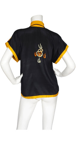 1920s Hand Embroidered Dragon Chinoiserie Silk Lounge Top