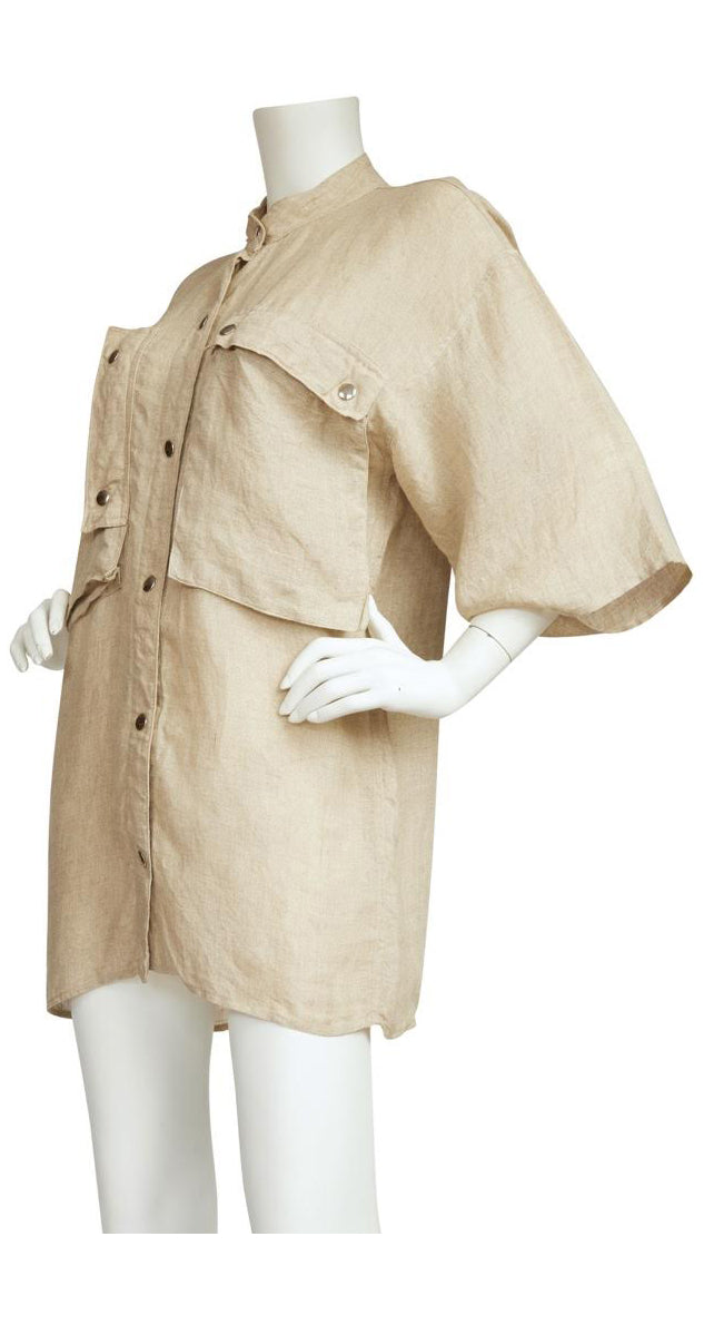 1980s Ko and Co Beige Linen Tunic