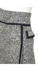 1960s Tweed & Suede A-Line Skirt