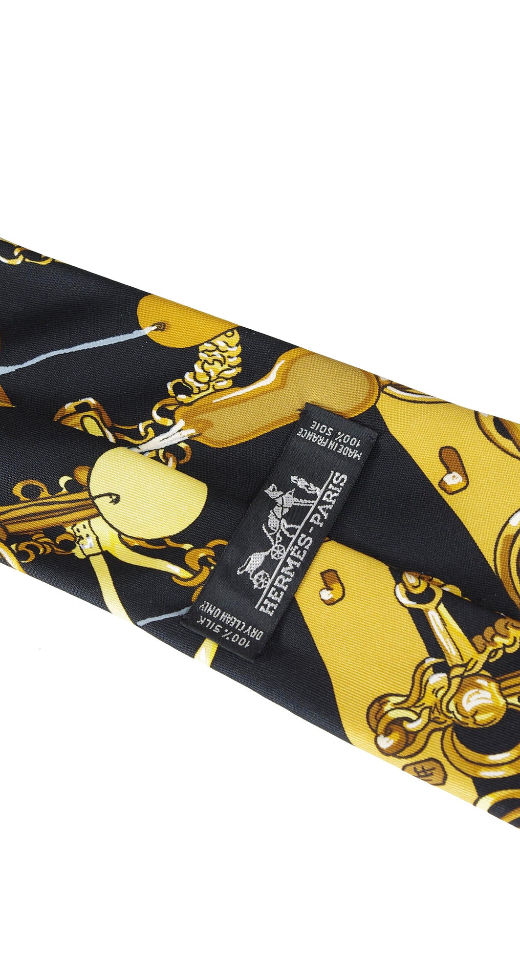 Mors and Filet Black and Gold Horsebit Silk Necktie