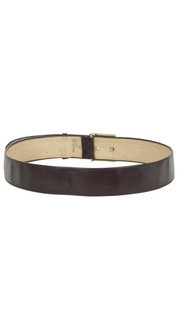 1970s "F" Buckle Brown Leather Waist Belt