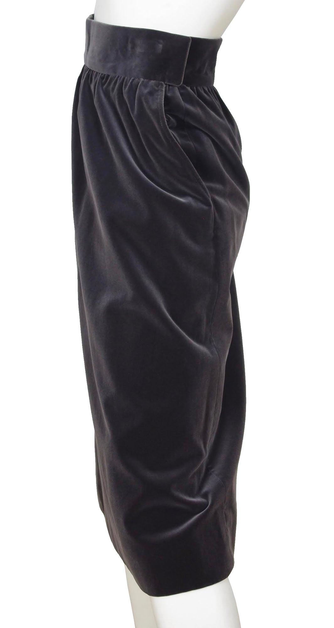 1970s Gray Velvet High Waisted Skirt
