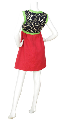 1960s Mod Colorful Textured Cotton Mini Dress