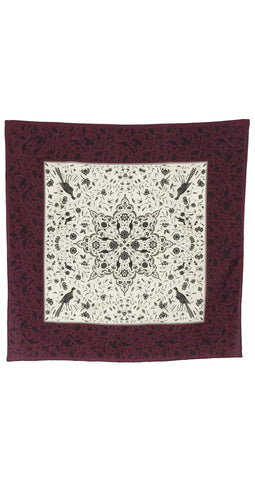 Floral & Pheasant Print Silk Scarf