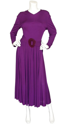 1970s Purple Viscose Jersey Dress