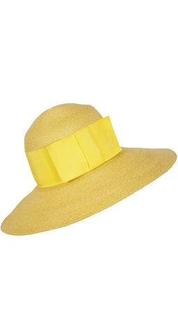 1960s Yellow Straw Wide Brim Sun Hat