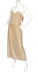 NWT "Premiere" Nude Strapless Bustier Evening Dress