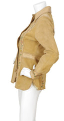 1970s Hand Painted Suede & Leather Whipstitch Jacket