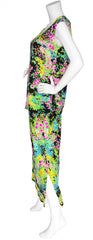 1970s Floral Jersey Top & Maxi Skirt Set