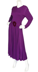 1970s Purple Viscose Jersey Dress