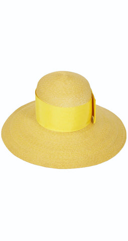 1960s Yellow Straw Wide Brim Sun Hat