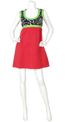 1960s Mod Colorful Textured Cotton Mini Dress