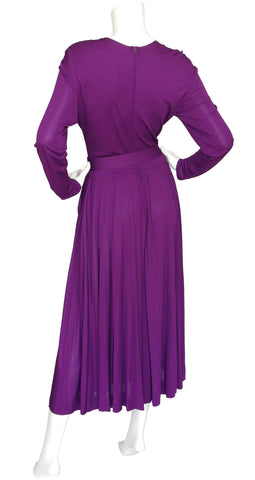 1970s Purple Viscose Jersey Dress
