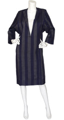 1980s Striped Pure Linen Day Dress