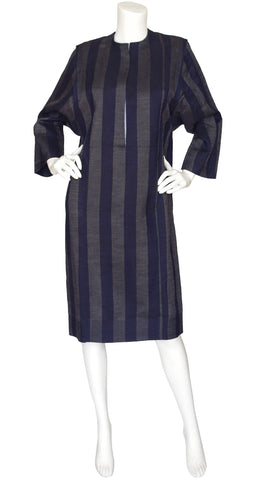 1980s Striped Pure Linen Day Dress