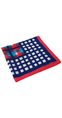 1970s Red, White & Blue Plaid Cotton Scarf