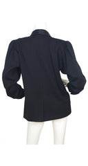 1970s Black Wool & Silk Satin Lapel Tuxedo Jacket