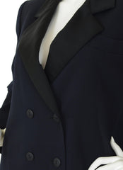 1980s Iconic Le Smoking Navy Wool Tuxedo Coat