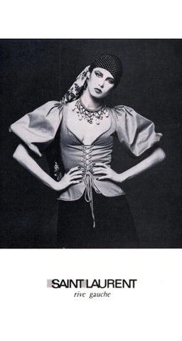 1977 S/S Iconic Blue Cotton Puff Sleeve Corset Top
